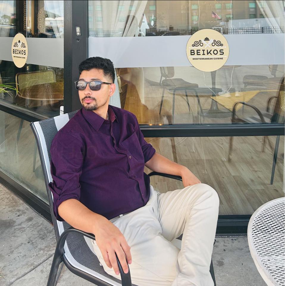 Outside Beikos Mediterranean, Houston
