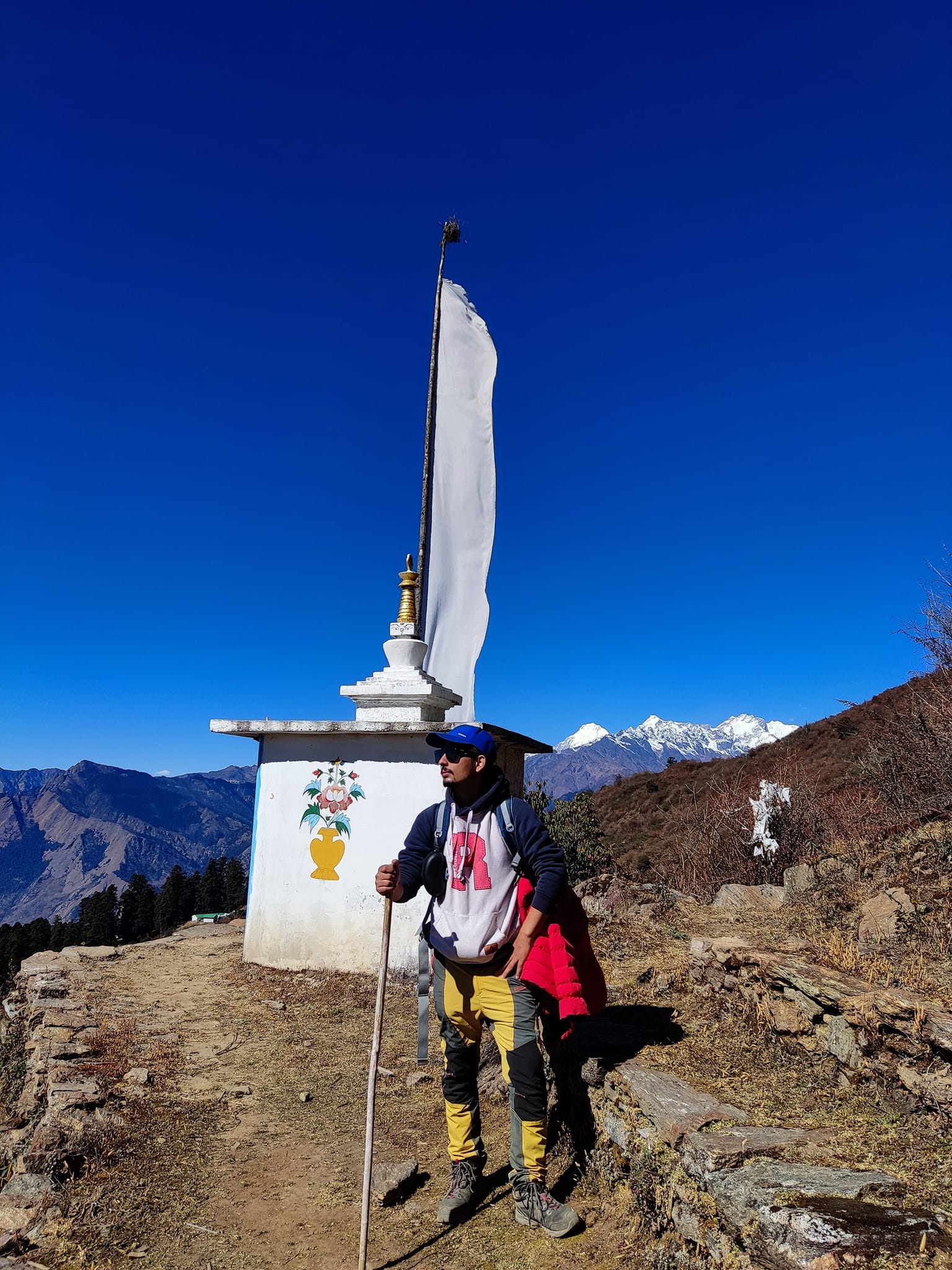 Stupa with the Himalayas in the background